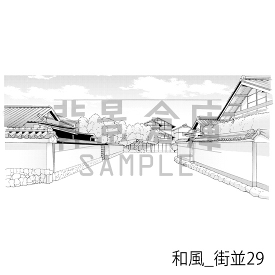 【トーンつき背景】和風_背景素材集15(街並)