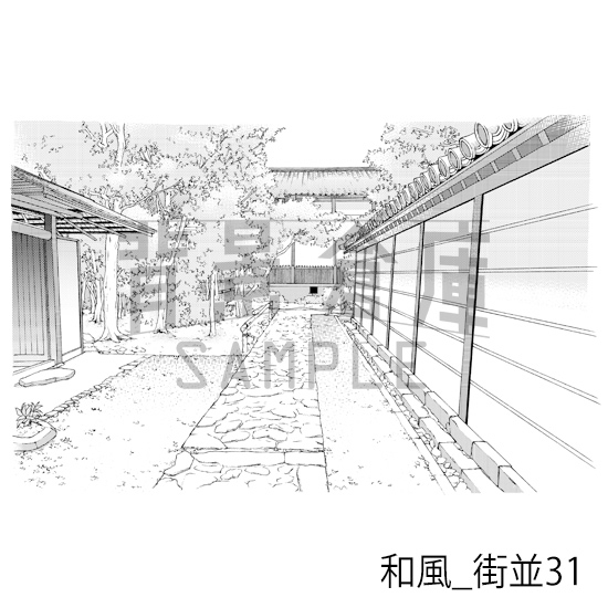 【トーンつき背景】和風_背景素材集15(街並)