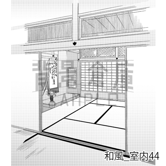 【トーンつき背景】和風_背景素材集16(室内・階段)