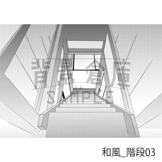 【トーンつき背景】和風_背景素材集16(室内・階段)