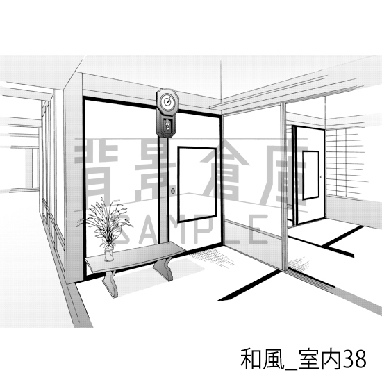 【トーンつき背景】和風_背景素材集16(室内・階段)