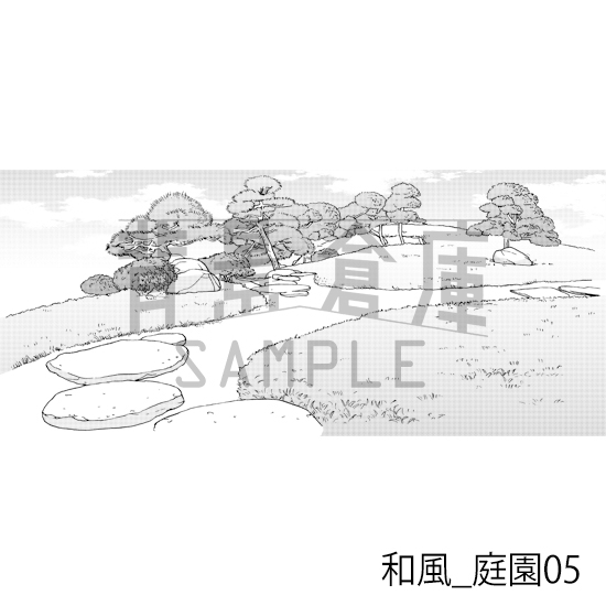 【トーンつき背景】和風_背景素材集17(庭園)