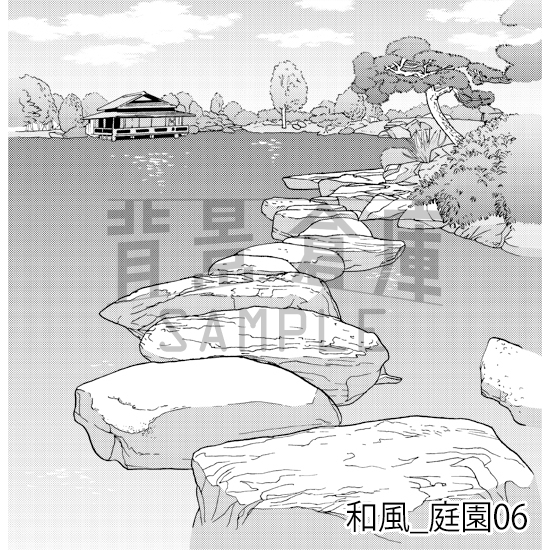 【トーンつき背景】和風_背景素材集17(庭園)