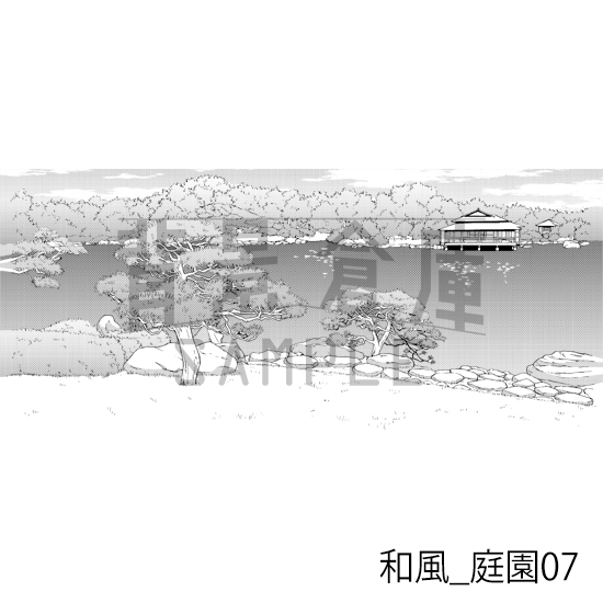 【トーンつき背景】和風_背景素材集17(庭園)