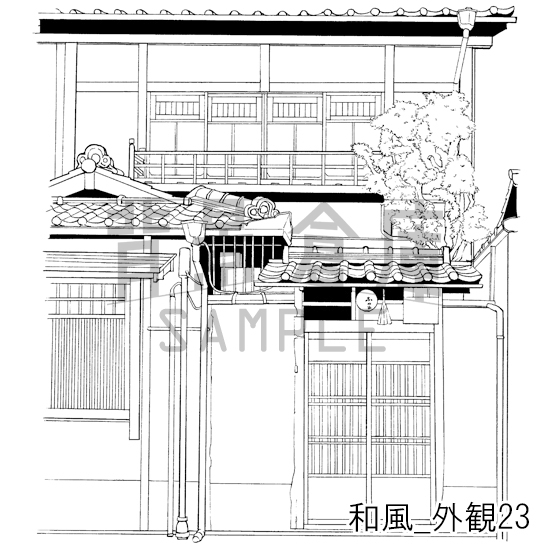 【トーンつき背景】和風_背景素材集20(縁側・外観)