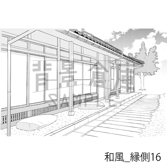 【トーンつき背景】和風_背景素材集20(縁側・外観)