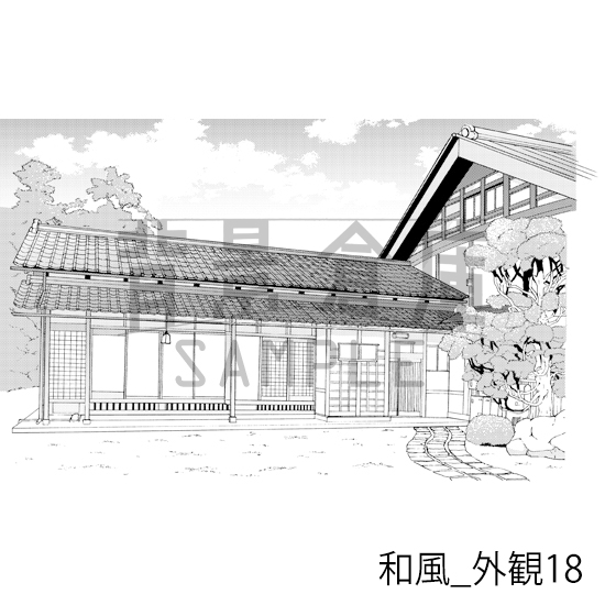 【トーンつき背景】和風_背景素材集20(縁側・外観)