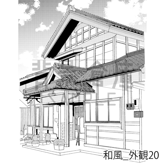 【トーンつき背景】和風_背景素材集20(縁側・外観)