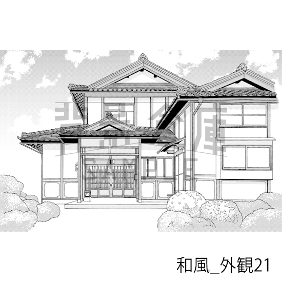 【トーンつき背景】和風_背景素材集20(縁側・外観)