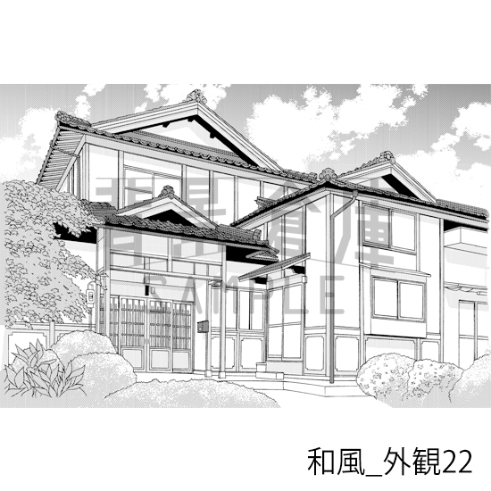 【トーンつき背景】和風_背景素材集20(縁側・外観)