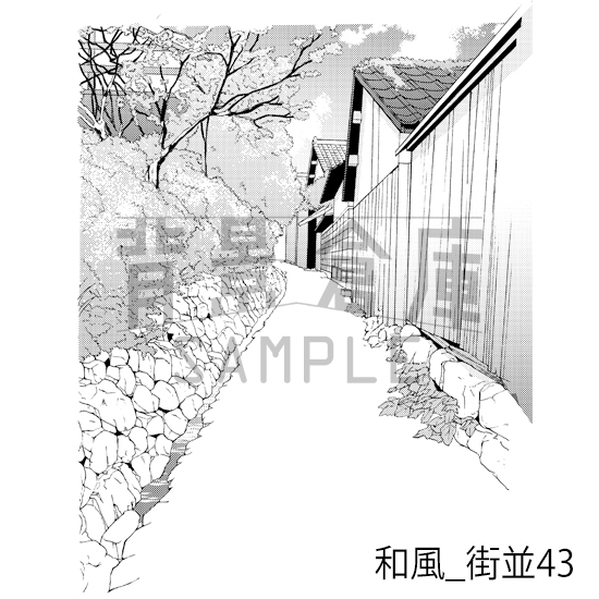 【トーンつき背景】和風_背景素材集21(街並)