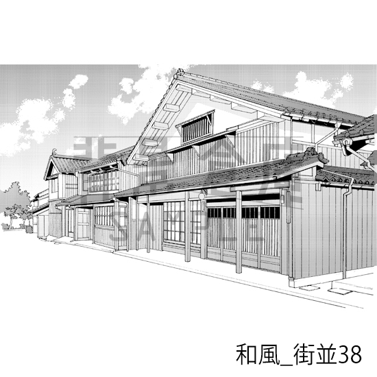 【トーンつき背景】和風_背景素材集21(街並)