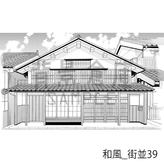 【トーンつき背景】和風_背景素材集21(街並)