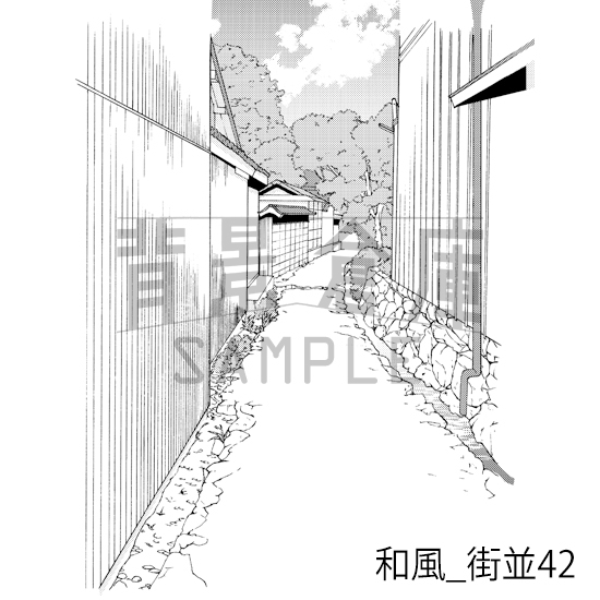 【トーンつき背景】和風_背景素材集21(街並)