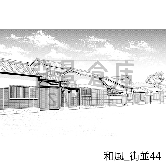 【トーンつき背景】和風_背景素材集25(街並)