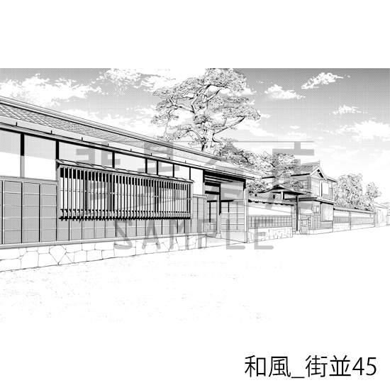 【トーンつき背景】和風_背景素材集25(街並)
