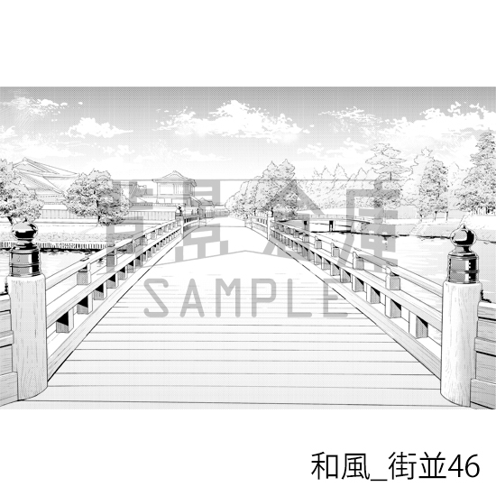 【トーンつき背景】和風_背景素材集25(街並)