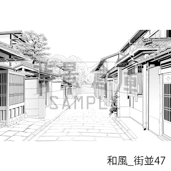 【トーンつき背景】和風_背景素材集25(街並)