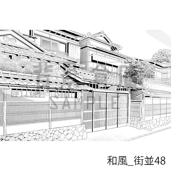 【トーンつき背景】和風_背景素材集25(街並)