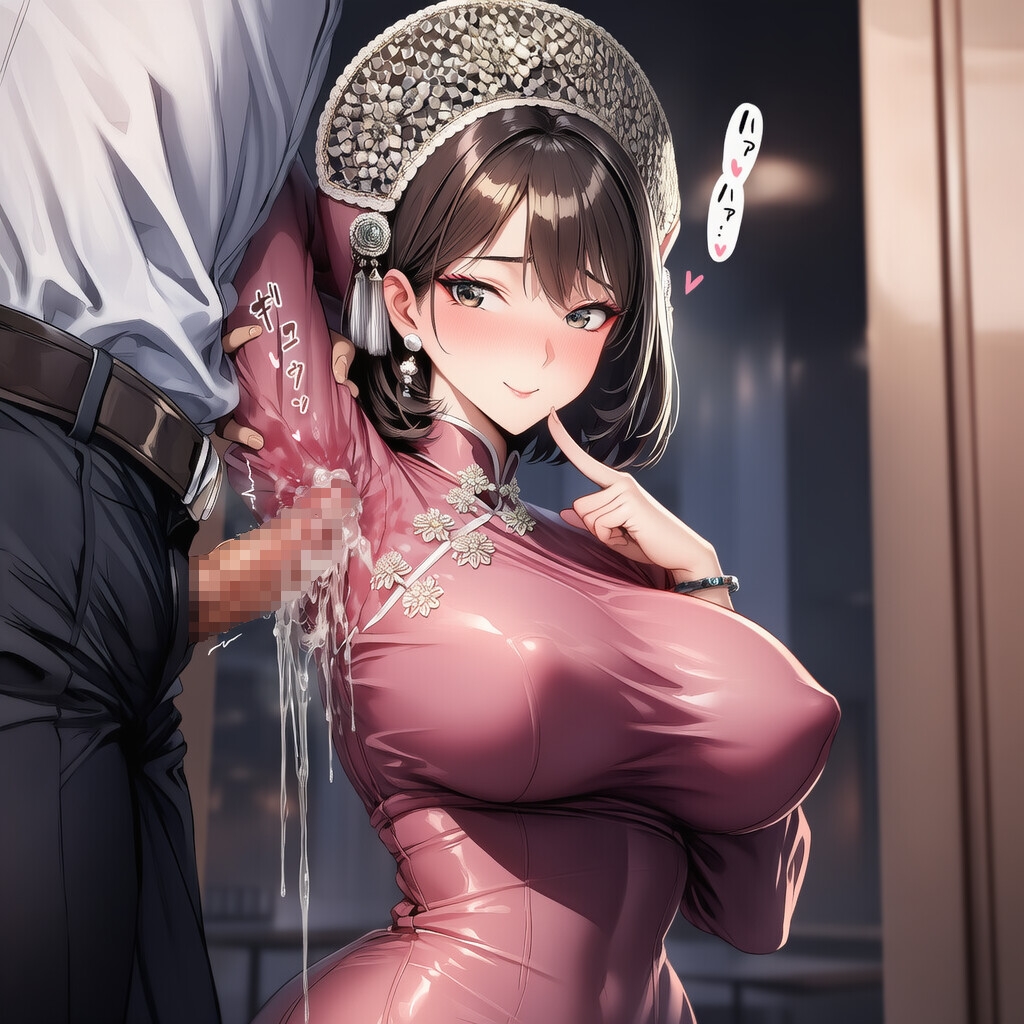 チャイナドレスの美女にぶっかけ・服内射精_9