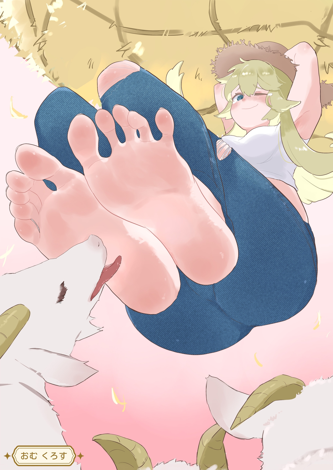 MAOのくすぐり合同誌:ヤギ責め編2 美少女がヤギに弱い足裏を舐め回される 画像3