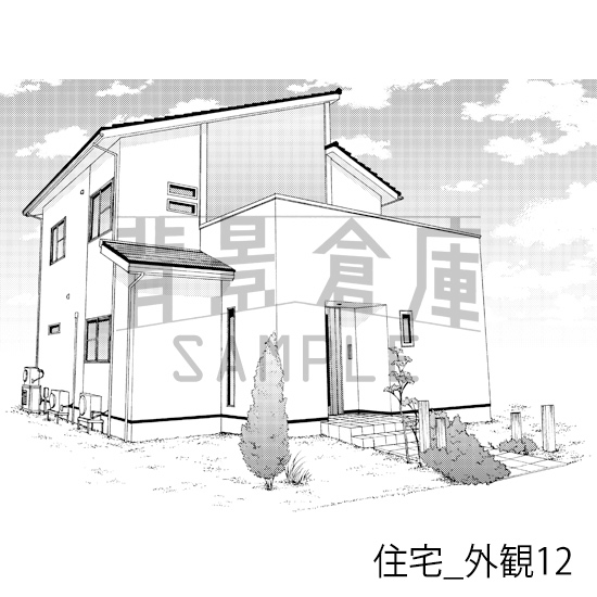 【トーンつき背景】住宅_背景素材集2(外観・玄関)