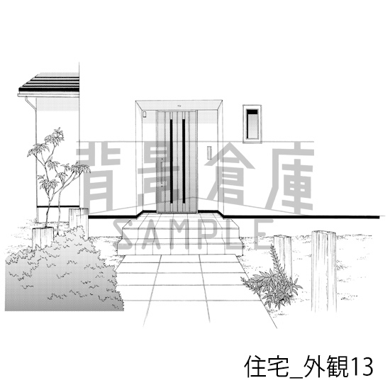 【トーンつき背景】住宅_背景素材集2(外観・玄関)