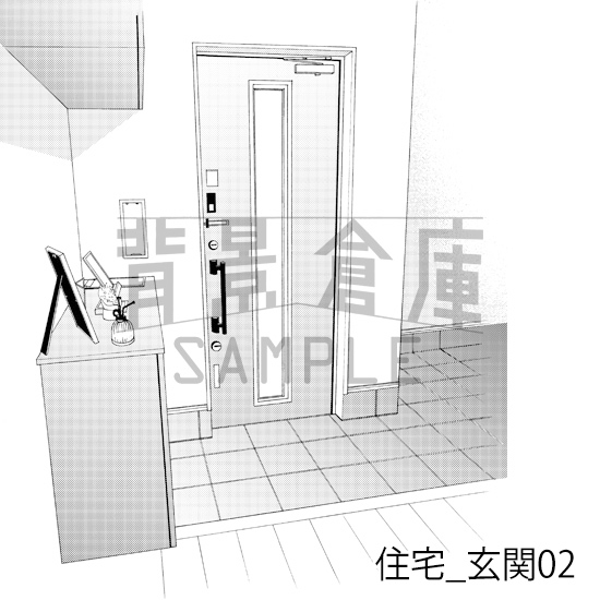 【トーンつき背景】住宅_背景素材集2(外観・玄関)
