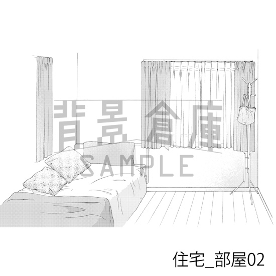 【トーンつき背景】住宅_背景素材集3(部屋・寝室)