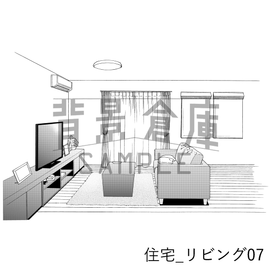 【トーンつき背景】住宅_背景素材集5(リビング)