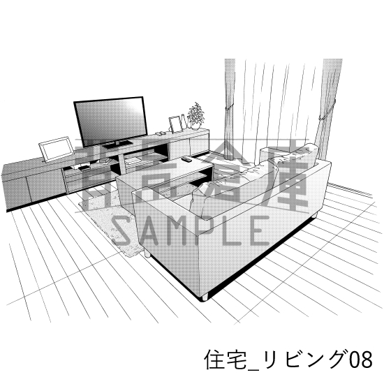 【トーンつき背景】住宅_背景素材集5(リビング)