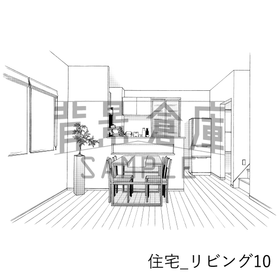 【トーンつき背景】住宅_背景素材集5(リビング)
