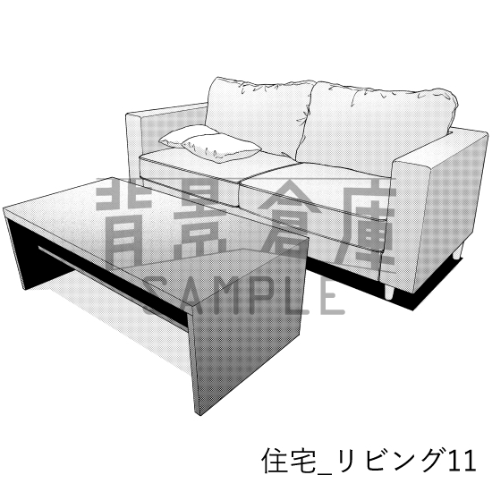 【トーンつき背景】住宅_背景素材集5(リビング)