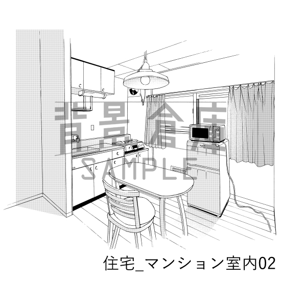 【トーンつき背景】住宅_背景素材集9(マンション室内)