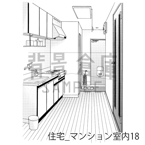 【トーンつき背景】住宅_背景素材集18(マンション室内)