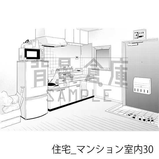 【トーンつき背景】住宅_背景素材集19(マンション室内)