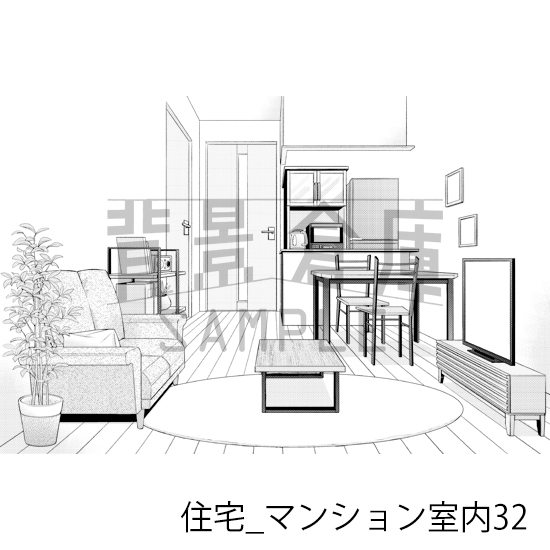 【トーンつき背景】住宅_背景素材集20(マンション室内)
