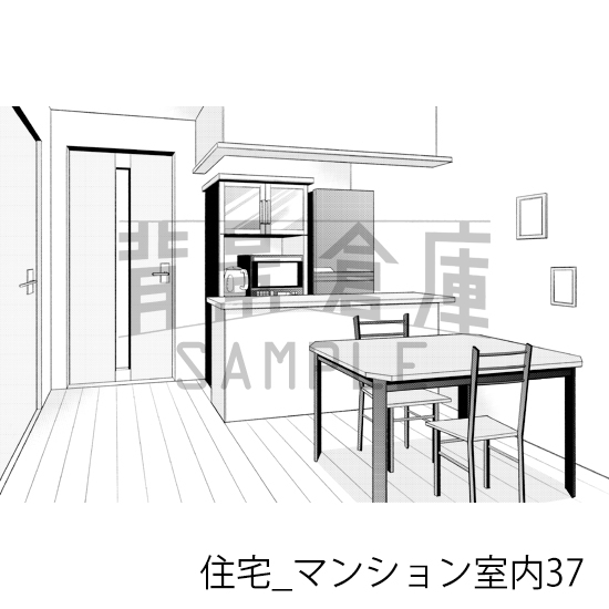 【トーンつき背景】住宅_背景素材集20(マンション室内)