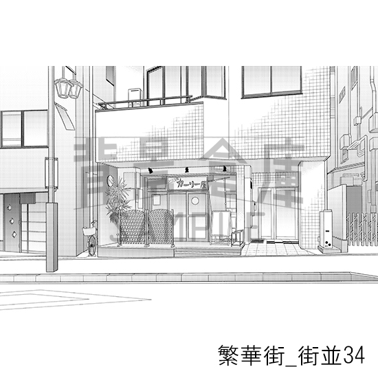 【トーンつき背景】住宅_背景素材集24(街並)