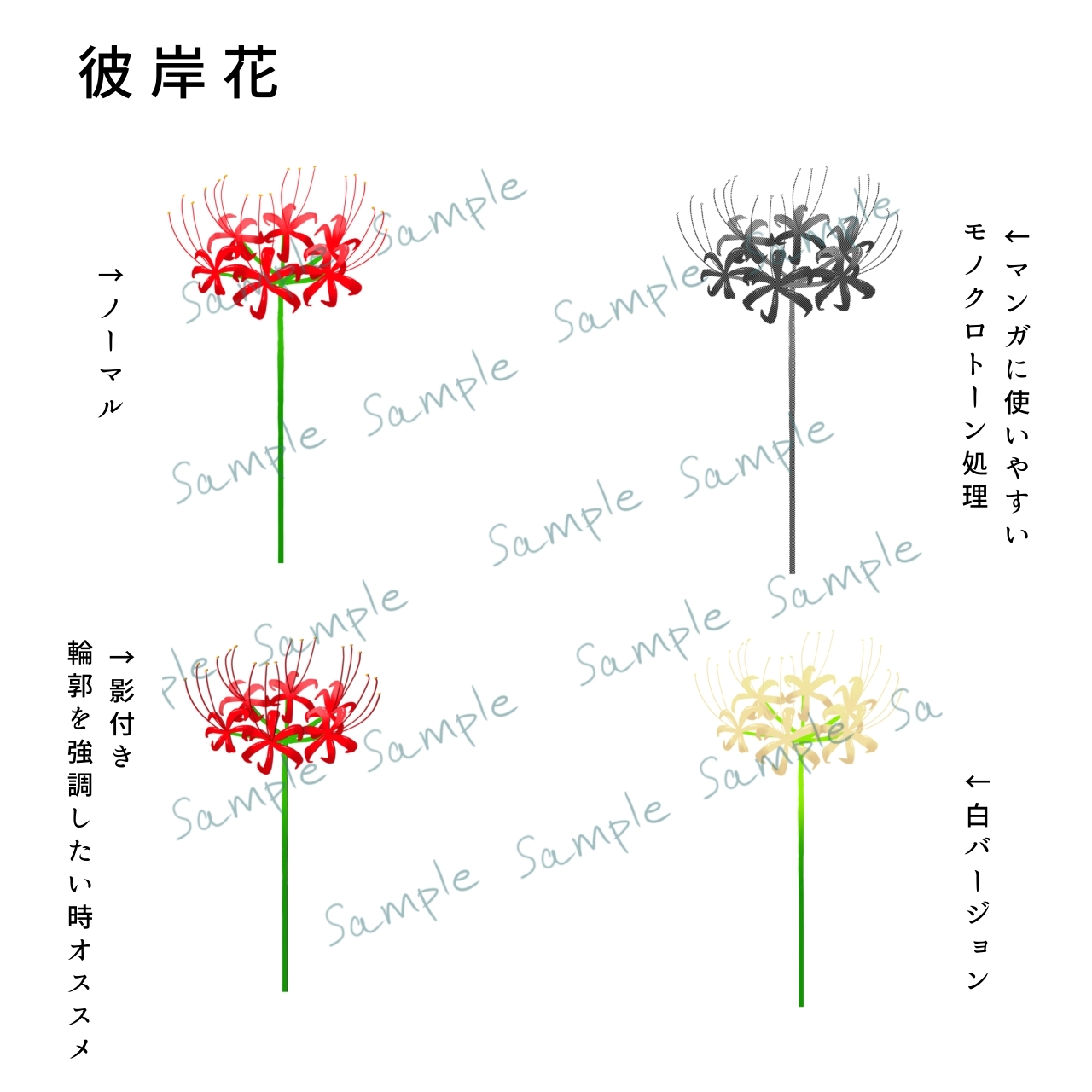 素材集(彼岸花、崖、ススキ)