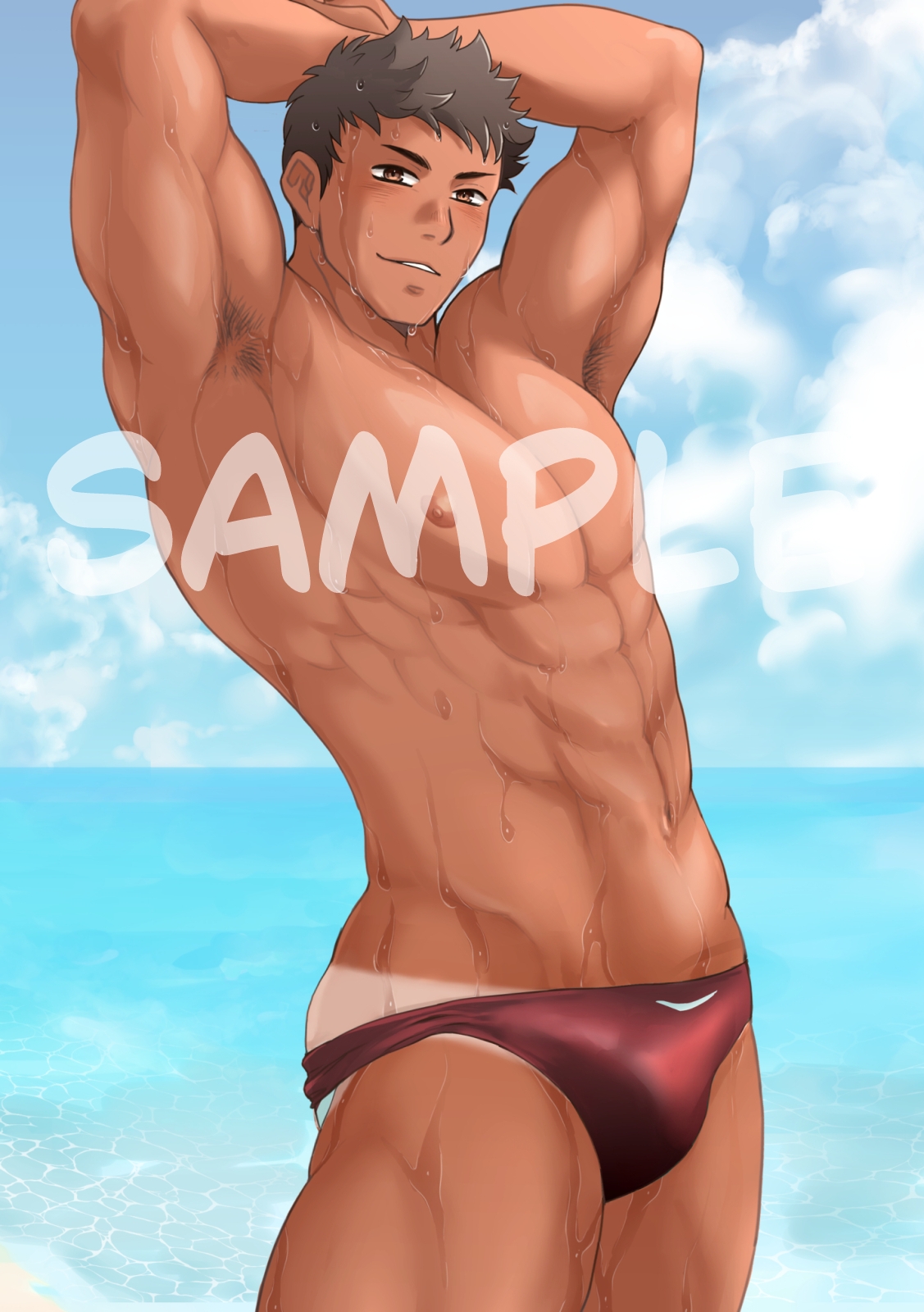 競パン脱ぐのはNGです!競パン男子のモッコリイラスト集