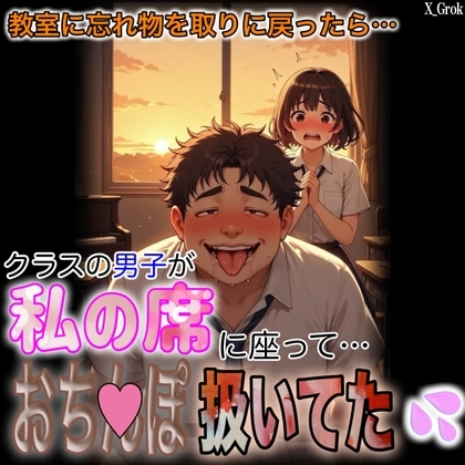 【女子席オナニー】忘れ物を取りに教室に戻ったら、男子が私の席で、おち〇ぽ扱いてた。~気づかれてそのままやられちゃいました~