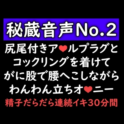 【声優オナニー実演】尻尾つきアナルプラグとコックリングを着けてがに股で腰へこしながらわんわん立ちオナニー