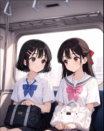 電車の中で突然服を脱いで抱き合う美女