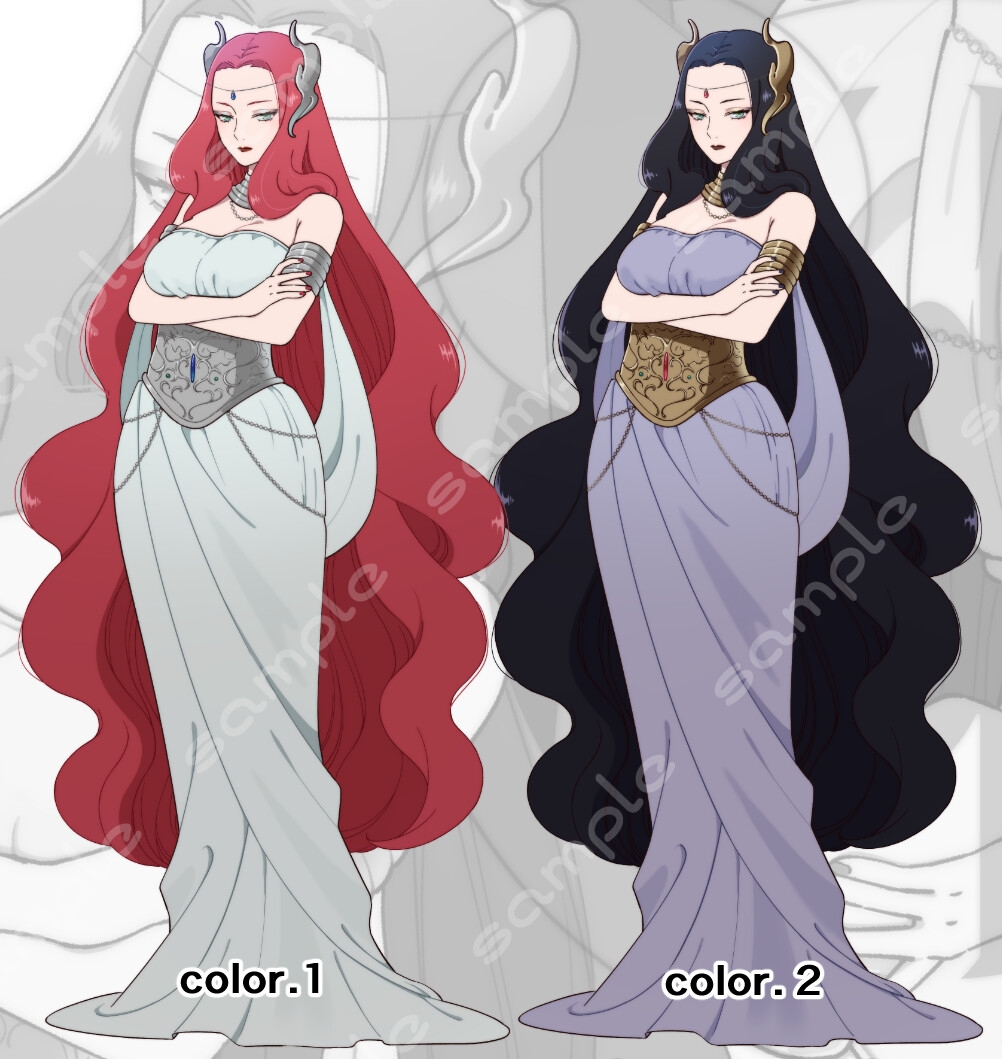 立ち絵素材_203 (強そうな女性全身、表情7種、カラー2種、おまけPNG素材あり)