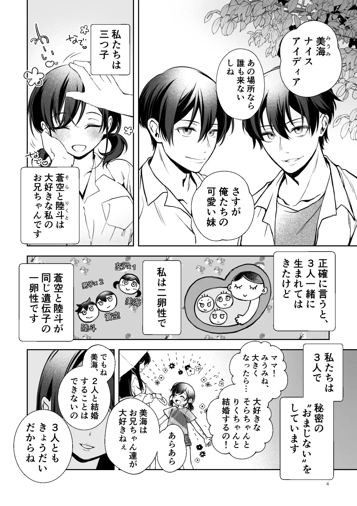 3つ子の蜜ゴト 妹の願いゴトと、ある目的のため”おまじない”をするみつごの話のサンプル画像2