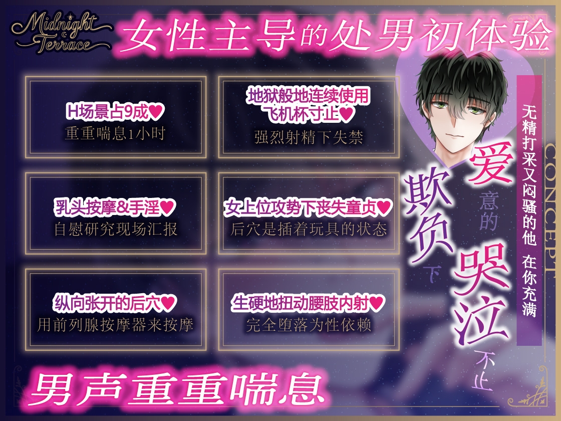 【簡体中文同捆版/女性主导♡一小时重重喘息】帮闷骚系无精打采男士主题咖啡厅店员处男毕业“腰上动作停不下来,对不起♡”/Midnight Terrace Vol.03 三月 画像1