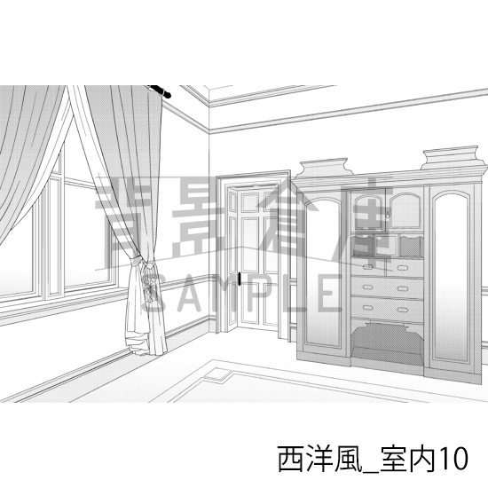 【トーンつき背景】西洋風_背景素材集2(室内)