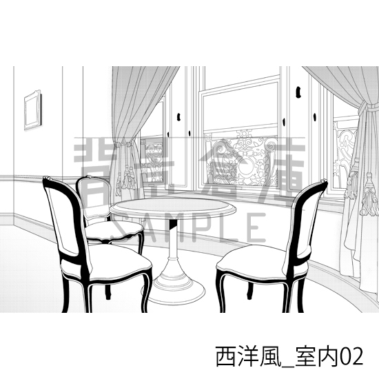 【トーンつき背景】西洋風_背景素材集2(室内)