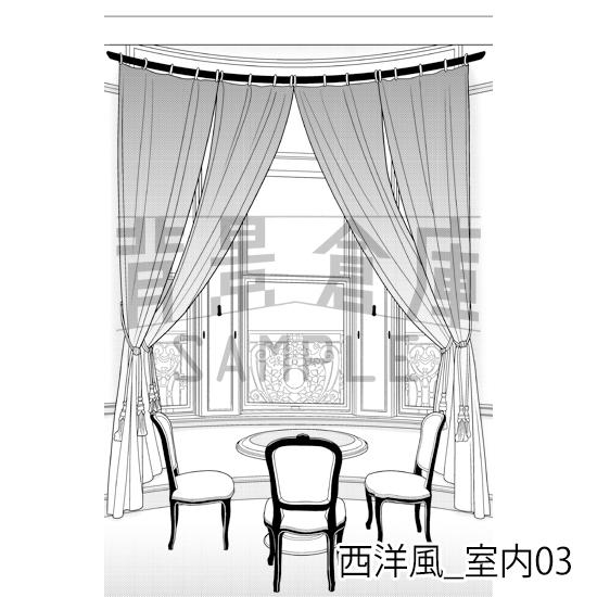 【トーンつき背景】西洋風_背景素材集2(室内)